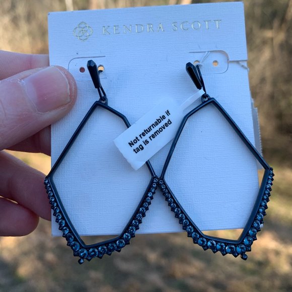 KENDRA SCOTT • Nell Navy Gunmetal Statement Earrings - Picture 1 of 9